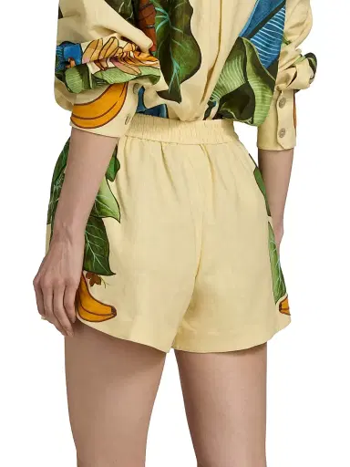 Farm Rio Women's Printed Linen Drawstring Shorts - Yellow - Size XL | Thumbnail 5 Farm Rio Women's Printed Linen Drawstring Shorts - Yellow - Size XL | Thumbnail 5