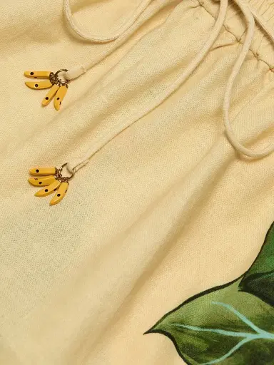 Farm Rio Women's Printed Linen Drawstring Shorts - Yellow - Size XL | Thumbnail 7 Farm Rio Women's Printed Linen Drawstring Shorts - Yellow - Size XL | Thumbnail 7
