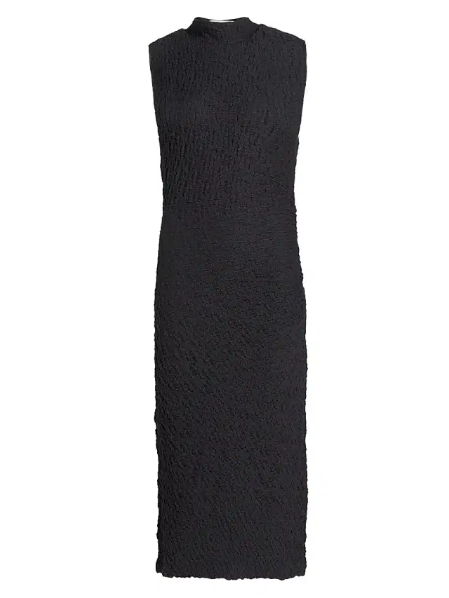 Vince Women's Textured Sleeveless Side Drape Midi-Dress - Ink