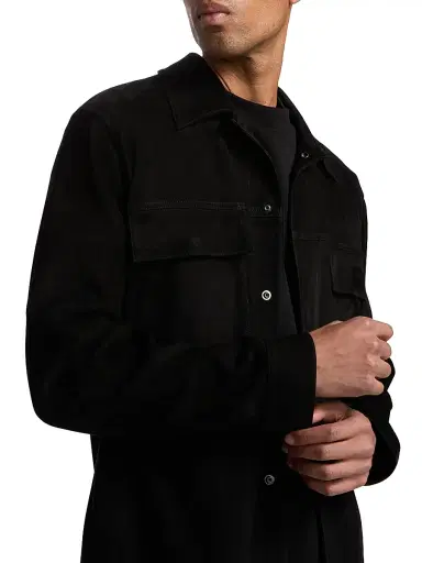 Vince Men's Suede Shirt Jacket - Black | Thumbnail 6 Vince Men's Suede Shirt Jacket - Black | Thumbnail 6