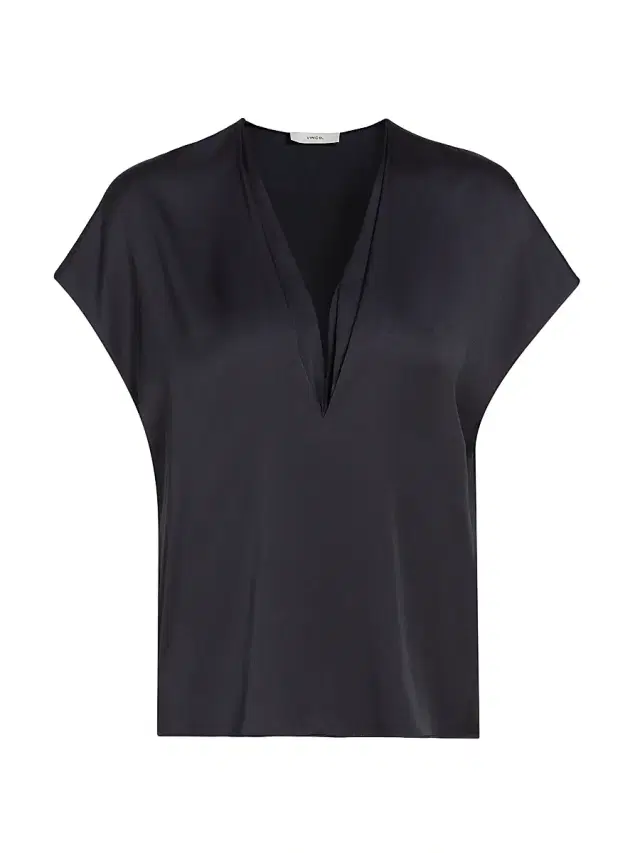 Vince Women's Double V-Neck Silk-Blend Top - Ink