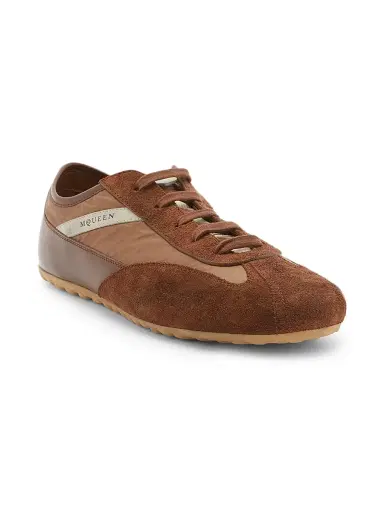 Alexander McQueen Men's Boxe Suede & Nylon Low-Top Sneakers - Brown - Size 13 | Thumbnail 2