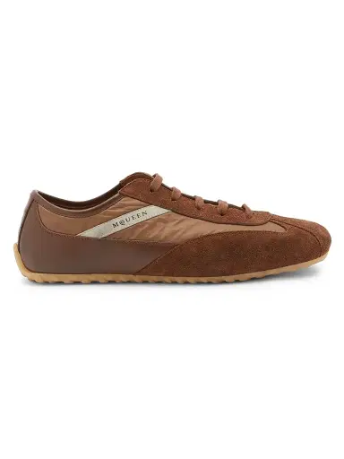 Alexander McQueen Men's Boxe Suede & Nylon Low-Top Sneakers - Brown - Size 13 | Thumbnail 1