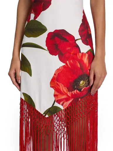 Alice + Olivia Women's Mallory Floral Fringe-Hem Midi-Dress - Summer Poppy - Size 12 | Thumbnail 6 Alice + Olivia Women's Mallory Floral Fringe-Hem Midi-Dress - Summer Poppy - Size 12 | Thumbnail 6