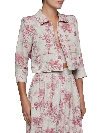 L'Agence Women's Eda Toile Linen Crop Jacket | Thumbnail 4 L'Agence Women's Eda Toile Linen Crop Jacket | Thumbnail 4