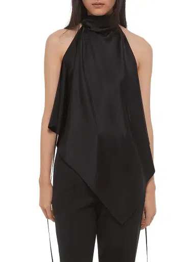 Helmut Lang Women's Silk Charmeuse Tie Scarf Top - Black - Size Large | Thumbnail 4 Helmut Lang Women's Silk Charmeuse Tie Scarf Top - Black - Size Large | Thumbnail 4