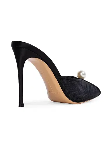 Black Suede Studio Women's Sadie 100MM Satin Sandals - Black Satin - Size 11 | Thumbnail 4 Black Suede Studio Women's Sadie 100MM Satin Sandals - Black Satin - Size 11 | Thumbnail 4
