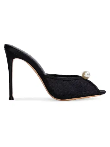 Black Suede Studio Women's Sadie 100MM Satin Sandals - Black Satin - Size 11 | Thumbnail 1 Black Suede Studio Women's Sadie 100MM Satin Sandals - Black Satin - Size 11 | Thumbnail 1