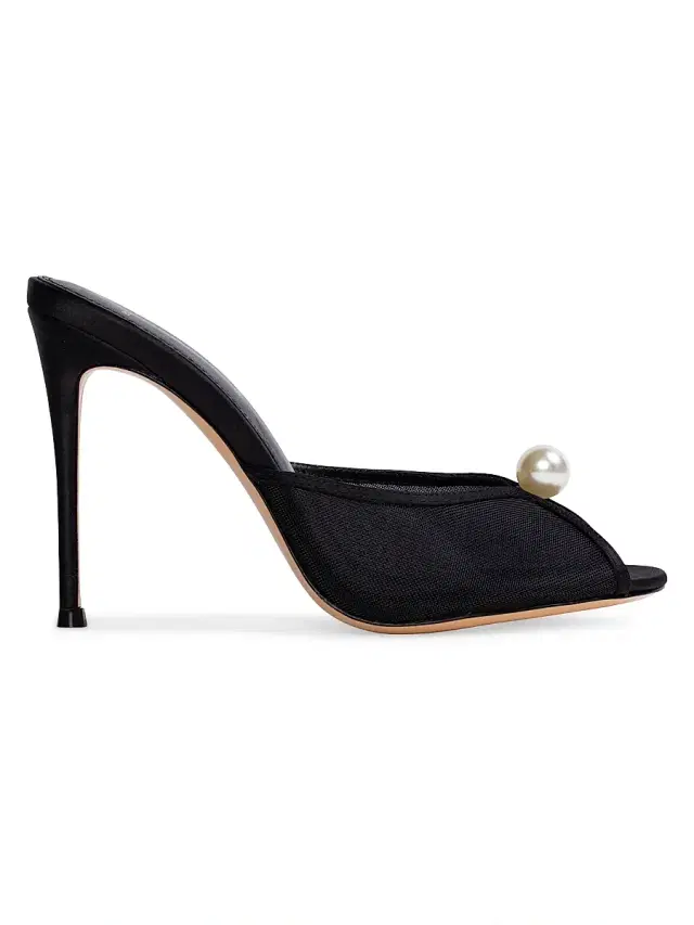 Black Suede Studio Women's Sadie 100MM Satin Sandals - Black Satin