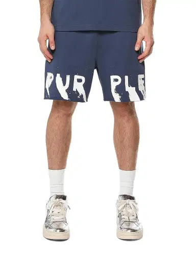 Purple Brand Men's Logo Fleece Shorts - Blue - Size XXL | Thumbnail 1 Purple Brand Men's Logo Fleece Shorts - Blue - Size XXL | Thumbnail 1