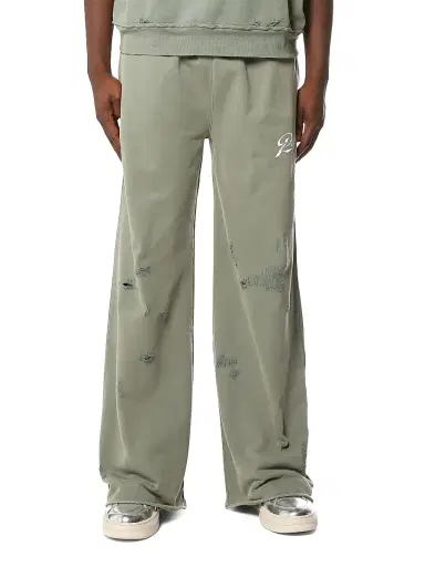 Purple Brand Men's Logo Distressed Cotton Flared Sweatpants | Thumbnail 1