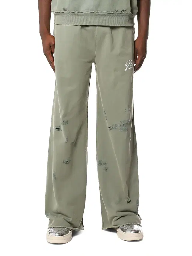 Purple Brand Men's Logo Distressed Cotton Flared Sweatpants - Green