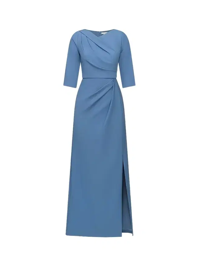 Kay Unger Women's Margerite Pleated Column Gown - Mediterranean Blue