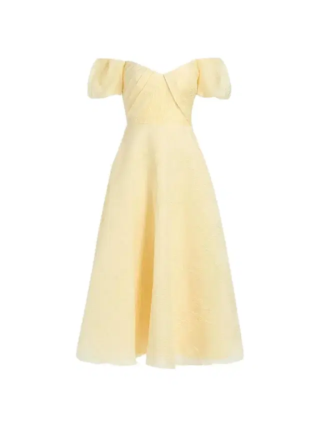 Theia Women's Mel Jacquard Off-The-Shoulder Tea-Length Dress - Butter Yellow
