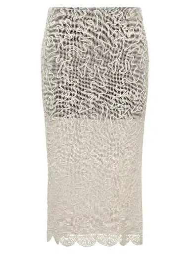 Et Ochs Women's Willis Embroidered Cotton Mesh Midi-Skirt - Ivory Black - Size 12 | Thumbnail 1 Et Ochs Women's Willis Embroidered Cotton Mesh Midi-Skirt - Ivory Black - Size 12 | Thumbnail 1