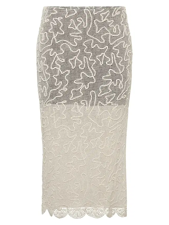 Et Ochs Women's Willis Embroidered Cotton Mesh Midi-Skirt -  Black