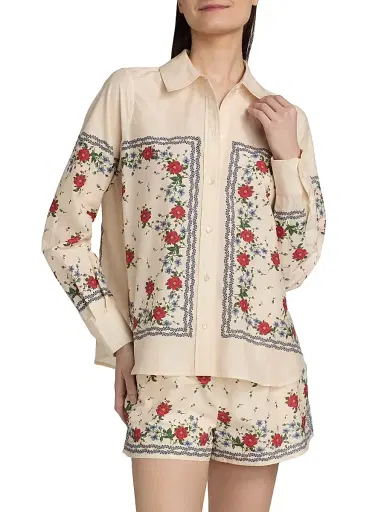 Cami NYC Women's Rafella Printed Cotton-Silk Button-Front Blouse - Heirloom Bandana | Thumbnail 3