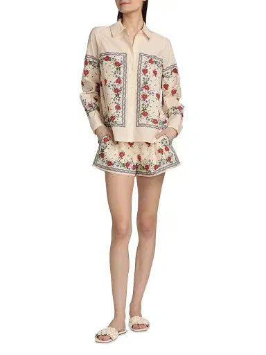 Cami NYC Women's Oslo Floral Cotton-Silk Drawstring Shorts - Heirloom Bandana | Thumbnail 2