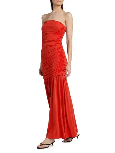 Cami NYC Women's Waverly Strapless Ruched Maxi Dress - Goji - Size Medium | Thumbnail 2