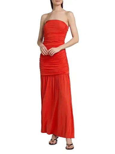 Cami NYC Women's Waverly Strapless Ruched Maxi Dress - Goji - Size Medium | Thumbnail 3