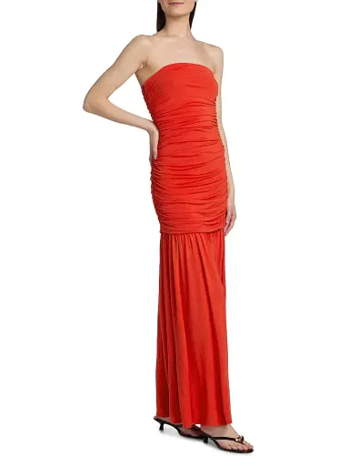 Cami NYC Women's Waverly Strapless Ruched Maxi Dress - Goji - Size Medium | Thumbnail 4