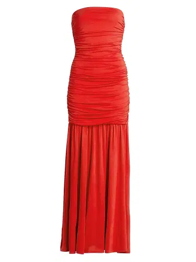 Cami NYC Women's Waverly Strapless Ruched Maxi Dress - Goji - Size Medium | Thumbnail 1