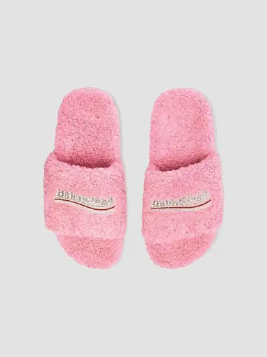 Balenciaga Women's Furry Slide Sandals - Sweet Pink - Size 5 | Thumbnail 6