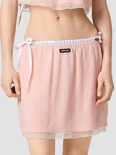 Miu Miu Women's Chiffon Mini Skirt - Pink - Size 0 | Thumbnail 2 Miu Miu Women's Chiffon Mini Skirt - Pink - Size 0 | Thumbnail 2