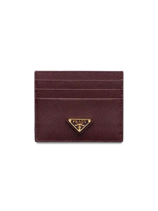 Prada Women's Saffiano Leather Card Holder - Dark Red
