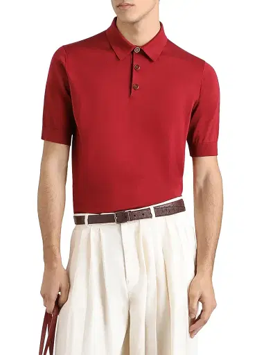 Dolce & Gabbana Men's Vinaccia Logo Silk Polo Shirt | Thumbnail 3 Dolce & Gabbana Men's Vinaccia Logo Silk Polo Shirt | Thumbnail 3