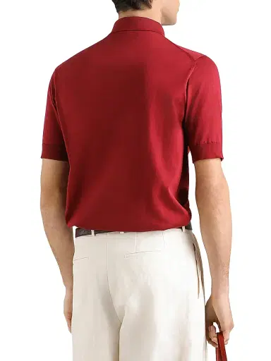 Dolce & Gabbana Men's Vinaccia Logo Silk Polo Shirt | Thumbnail 4 Dolce & Gabbana Men's Vinaccia Logo Silk Polo Shirt | Thumbnail 4