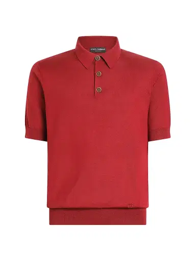 Dolce & Gabbana Men's Vinaccia Logo Silk Polo Shirt | Thumbnail 1 Dolce & Gabbana Men's Vinaccia Logo Silk Polo Shirt | Thumbnail 1