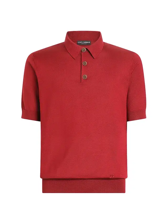 Dolce & Gabbana Men's Vinaccia Logo Silk Polo Shirt - Vinaccia Scuro
