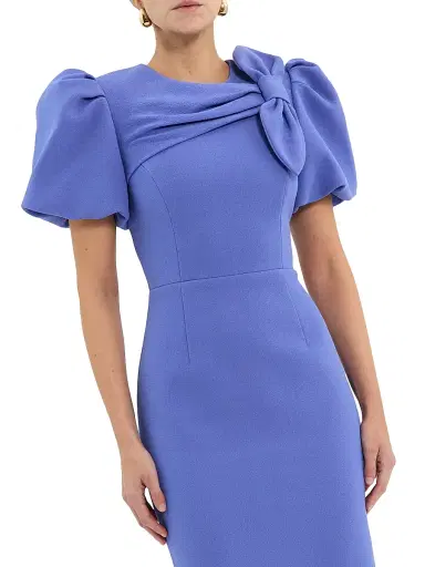Rebecca Vallance Women's Violetta Bow Midi-Dress - Periwinkle Blue - Size 2 | Thumbnail 5