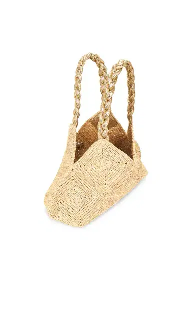 florabella Foggia Crochet Raffia And Leather Tote Bag | Thumbnail 4