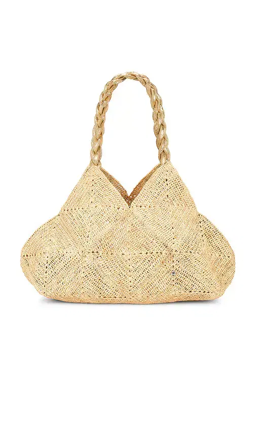 florabella Foggia Crochet Raffia And Leather Tote Bag