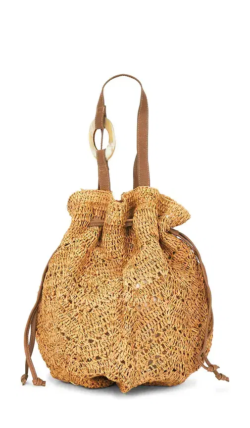 florabella Antilles Crochet Raffia And Leather Tote Bag