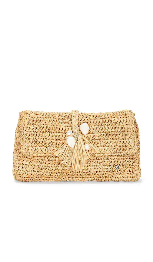 florabella Chastanet Crochet Raffia Clutch