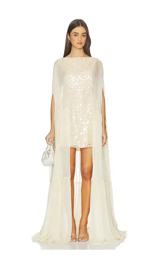 LA FUORI Moonlit Floral Tulle Dress