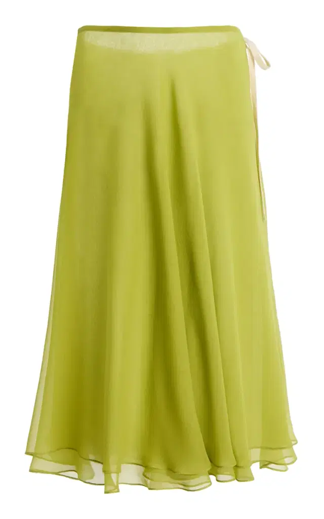 Tae Park Exclusive Flowy Silk-Chiffon Midi Skirt