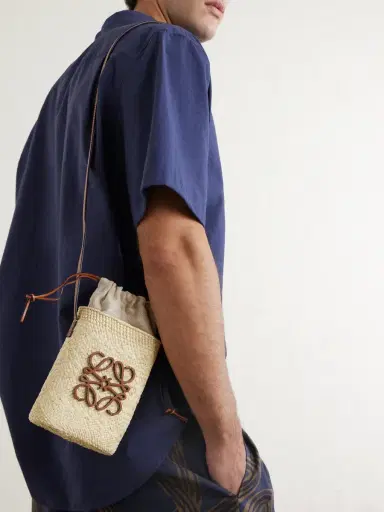 Loewe Paula's Ibiza Leather-Trimmed Raffia Bucket Bag - Men | Thumbnail 3 Loewe Paula's Ibiza Leather-Trimmed Raffia Bucket Bag - Men | Thumbnail 3