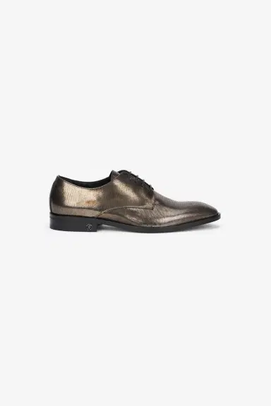 Roberto Cavalli Brown Lace-Up Leather Loafers with Python Effect | Thumbnail 2