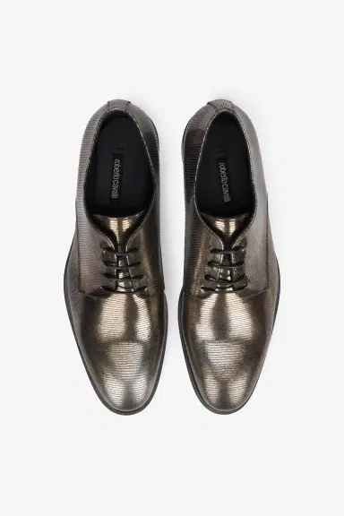 Roberto Cavalli Brown Lace-Up Leather Loafers with Python Effect | Thumbnail 5