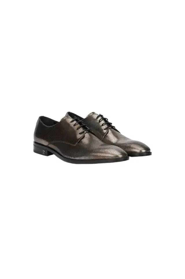 Roberto Cavalli Brown Lace-Up Leather Loafers with Python Effect