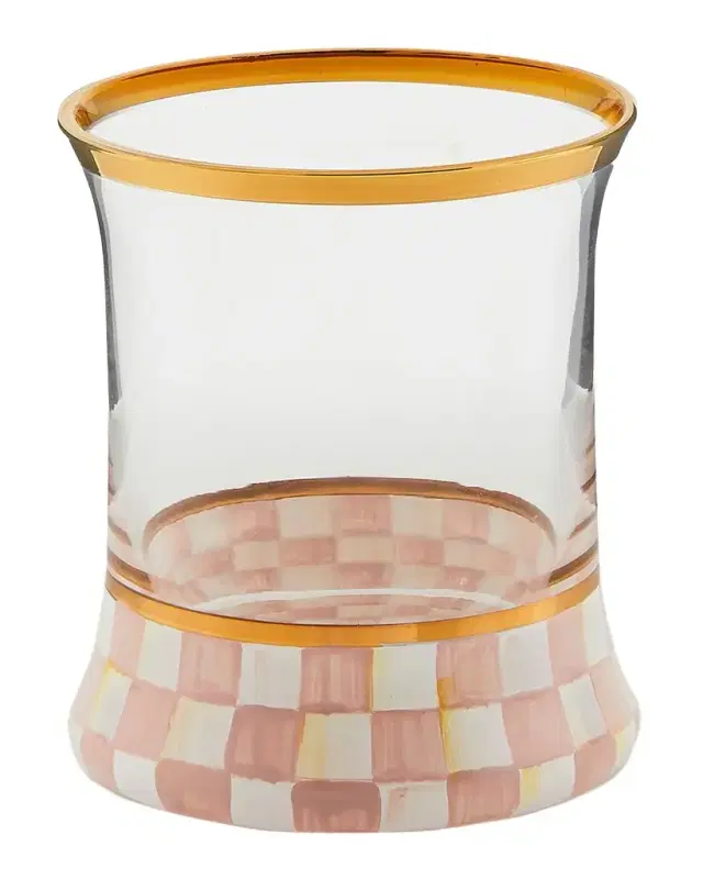 MacKenzie-Childs Rosy Check Tumbler Glasses, Set of 2