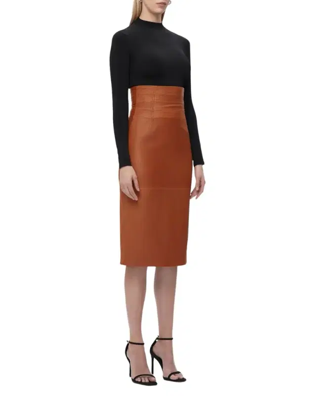 Piper Leather Midi Skirt