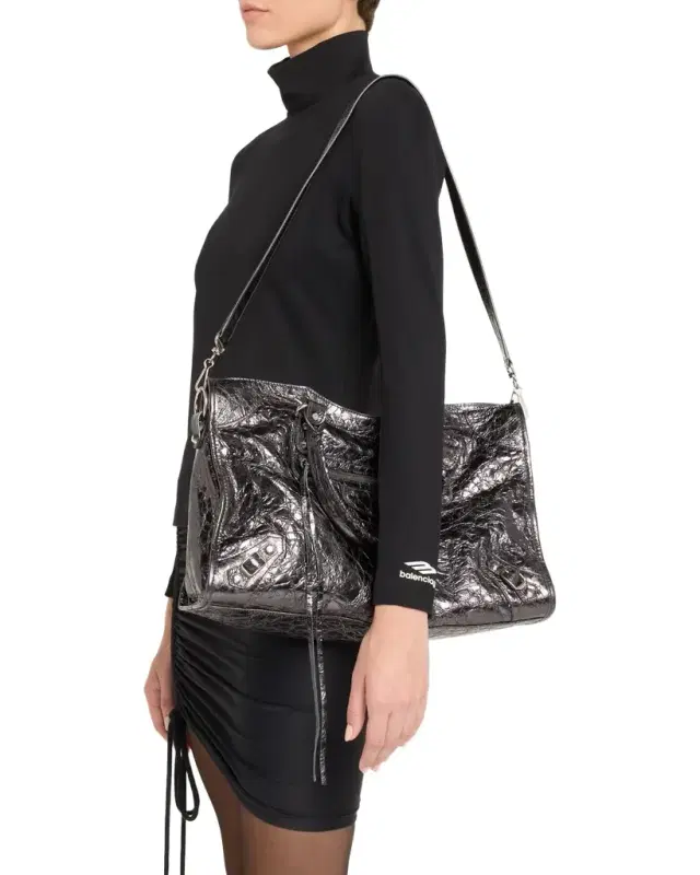 Le City Medium Metallic Leather Top-Handle Bag