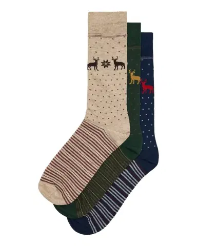Neiman Marcus Men's Moose 3-Pack Crew Socks | Thumbnail 1