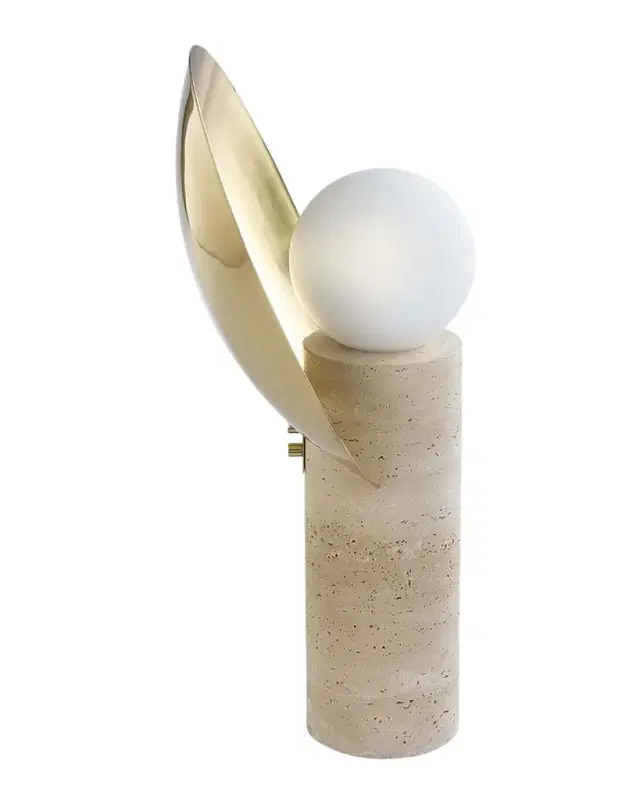 Jonathan Adler Halo Travertine 18" Table Lamp