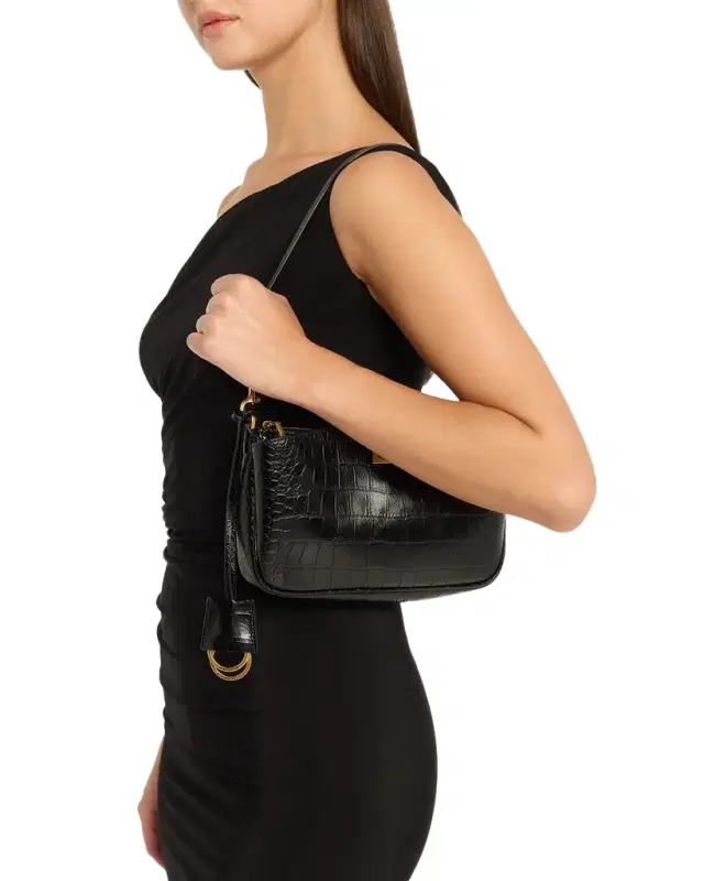 Rodeo Croc-Embossed Leather Pochette
